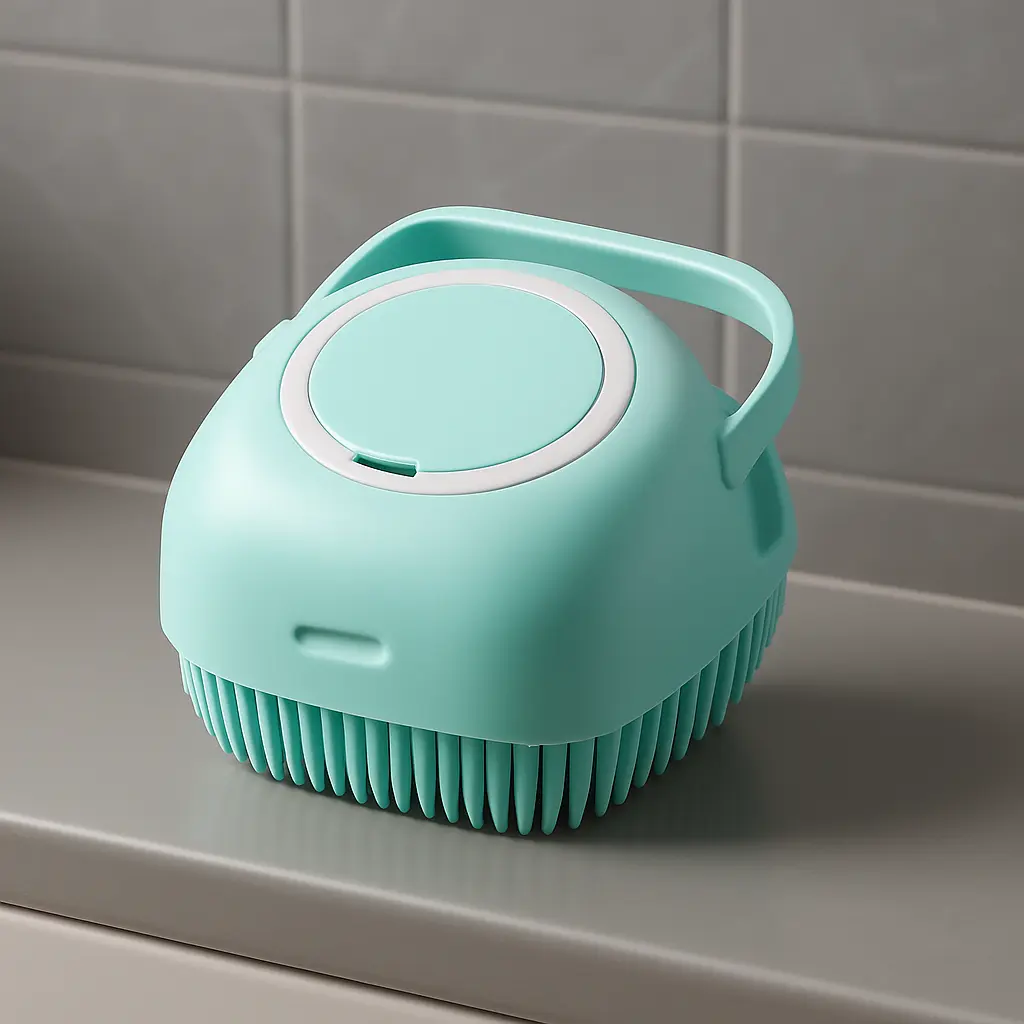 Pet Grooming Bath Massage Brush with Soap and Shampoo Dispenser