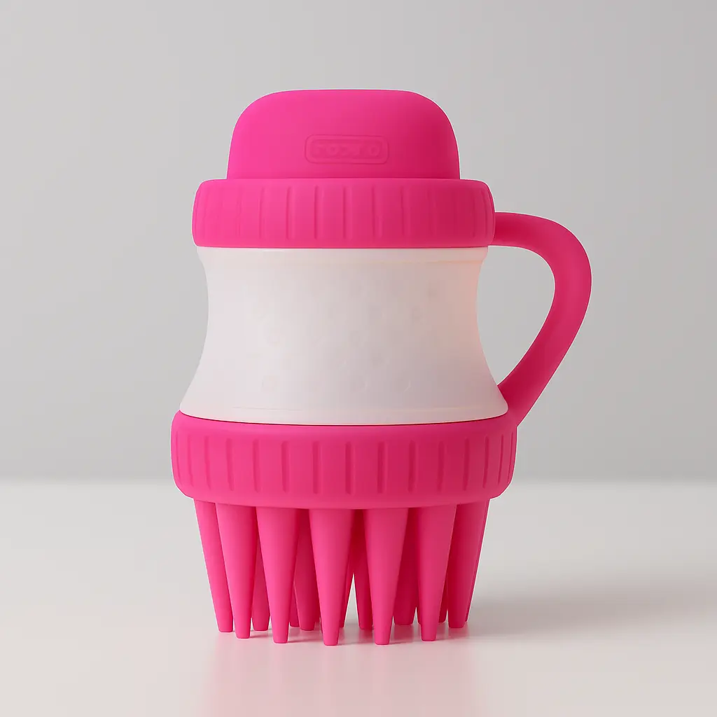 Silicon Pet Washing Scrub Brush with Built in Shampoo Reservoir