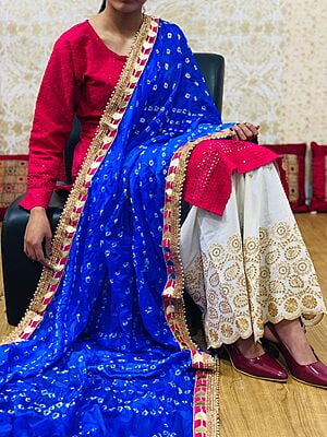 Bandhani Dupatta Set-RoyalBlue