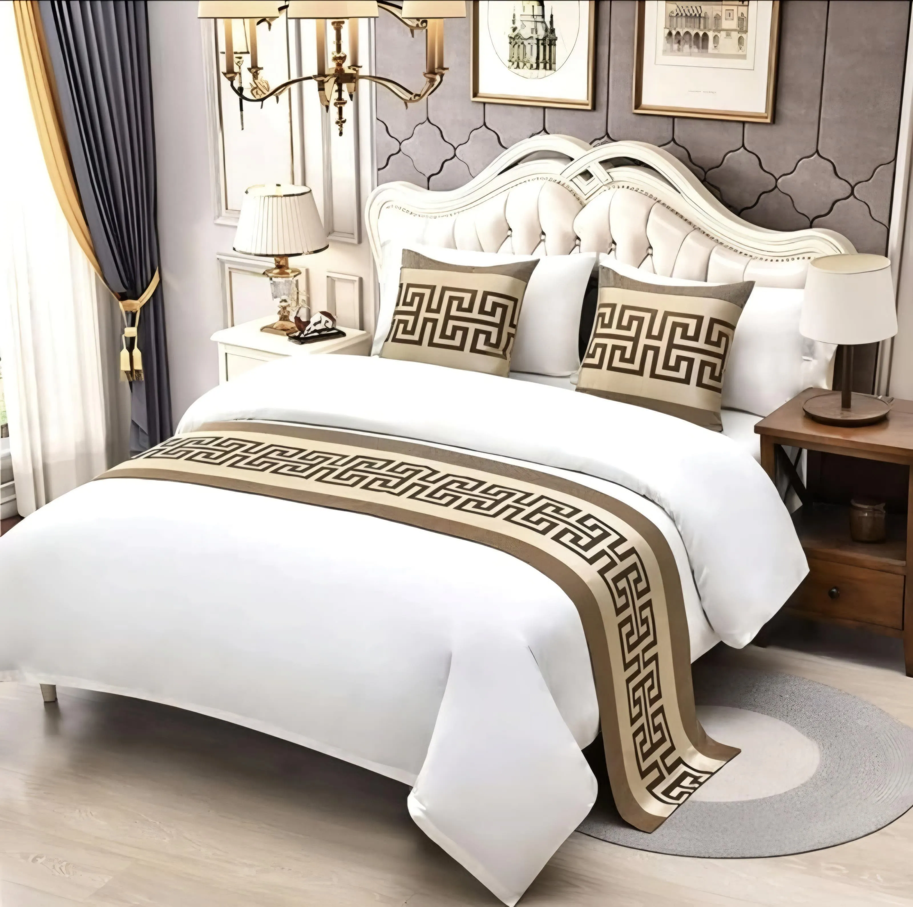 Bed Runner with Cushion Cover - Infinity Key Collection