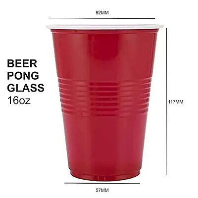 Beer Pong Glass | Red Drinking Cup | Drinking Glass for New Year Bachelor Anniversary Helloween Wedding Adults Parties and Games | Party Suppliers | 16 OZ | Set of 20pcs