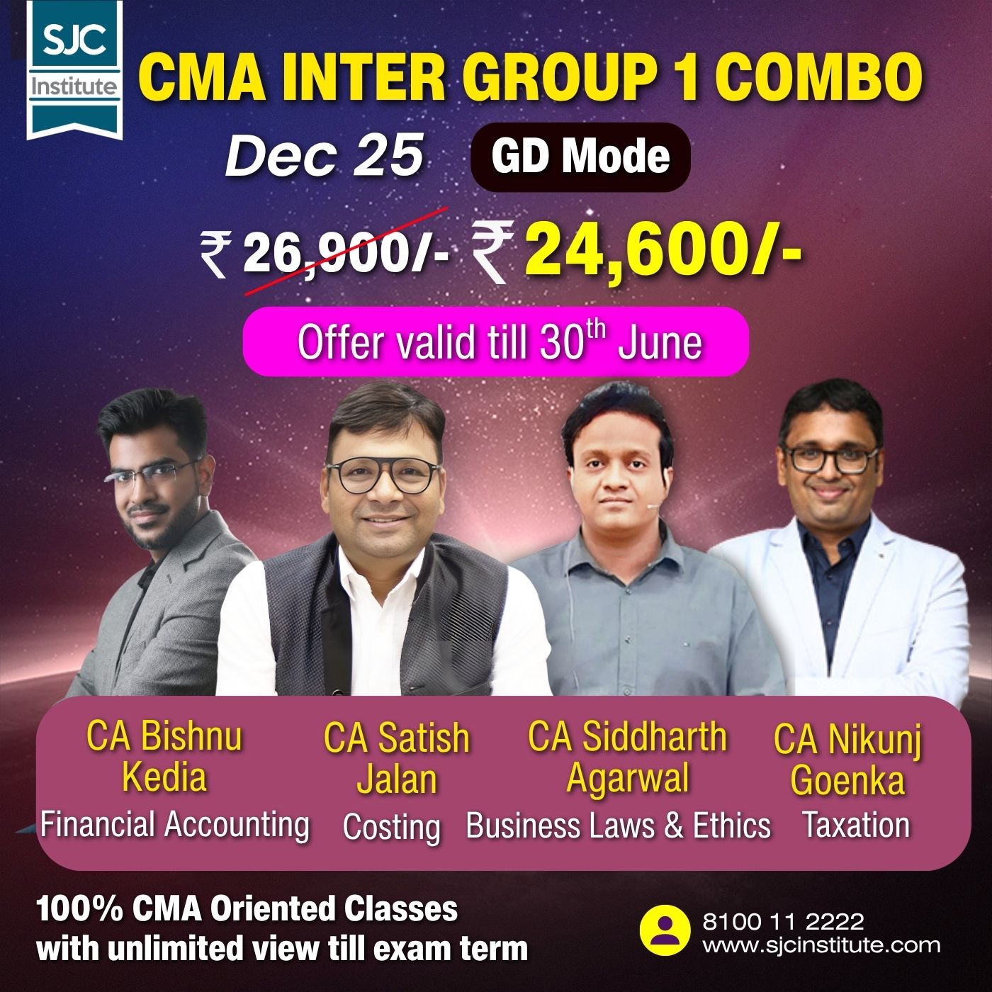 CMA Inter Group 1 All Combo (COST + BLE + TAX + FA) By CA Satish Jalan,CA Siddharth Agarwal,CA Nikunj Goenka, CA Bishnu Kedia