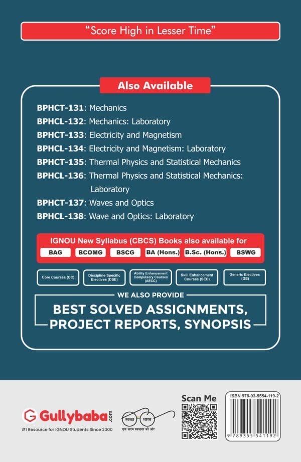 IGNOU BPHCT-137 - Wave and Optics, Latest CBCS Help Book Edition