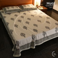 Motif Hand Block Print Cotton Bedsheet - Tree of life Motif Hand Block Print Cotton Bedsheet - Tree of life