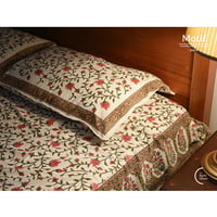 Motif Hand Block Print Cotton Bedsheet - Rosy Climber (90x108) Motif Hand Block Print Cotton Bedsheet - Rosy Climber (90x108)
