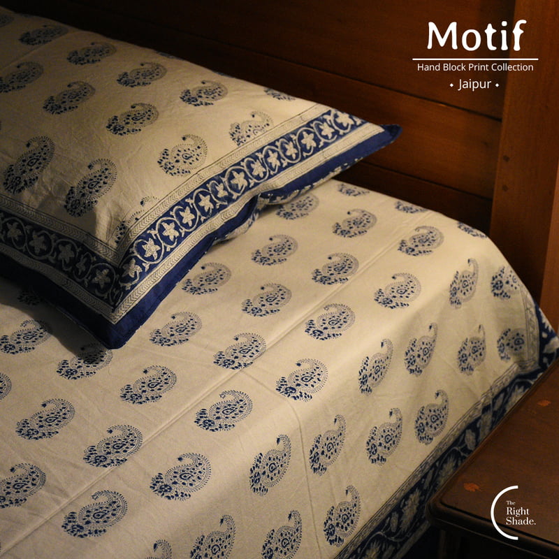 Motif Hand Block Print Cotton Bedsheet - Mango (60x90) Motif Hand Block Print Cotton Bedsheet - Mango (60x90)
