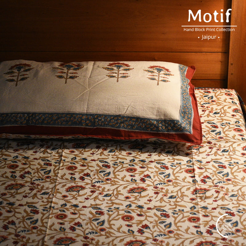 Motif Hand Block Print Cotton Bedsheet - Enchantment (60x90) Motif Hand Block Print Cotton Bedsheet - Enchantment (60x90)
