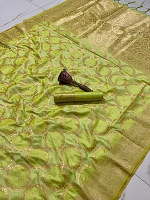 Banarasi Silk Saree-Green Banarasi Silk Saree-Green