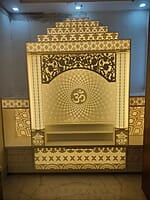 Ethereal Radiance Full Corian Mandir with Backlight