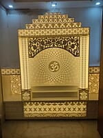 Ethereal Radiance Full Corian Mandir with Backlight
