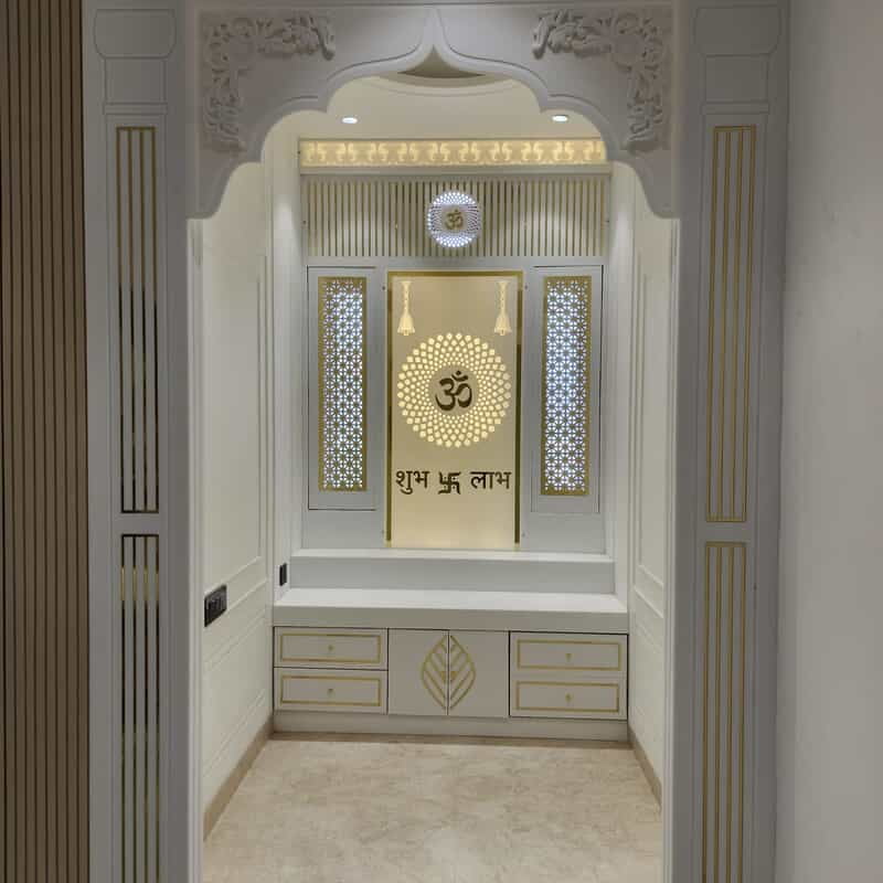 Serene Bliss Full Corian Mandir with Backlight