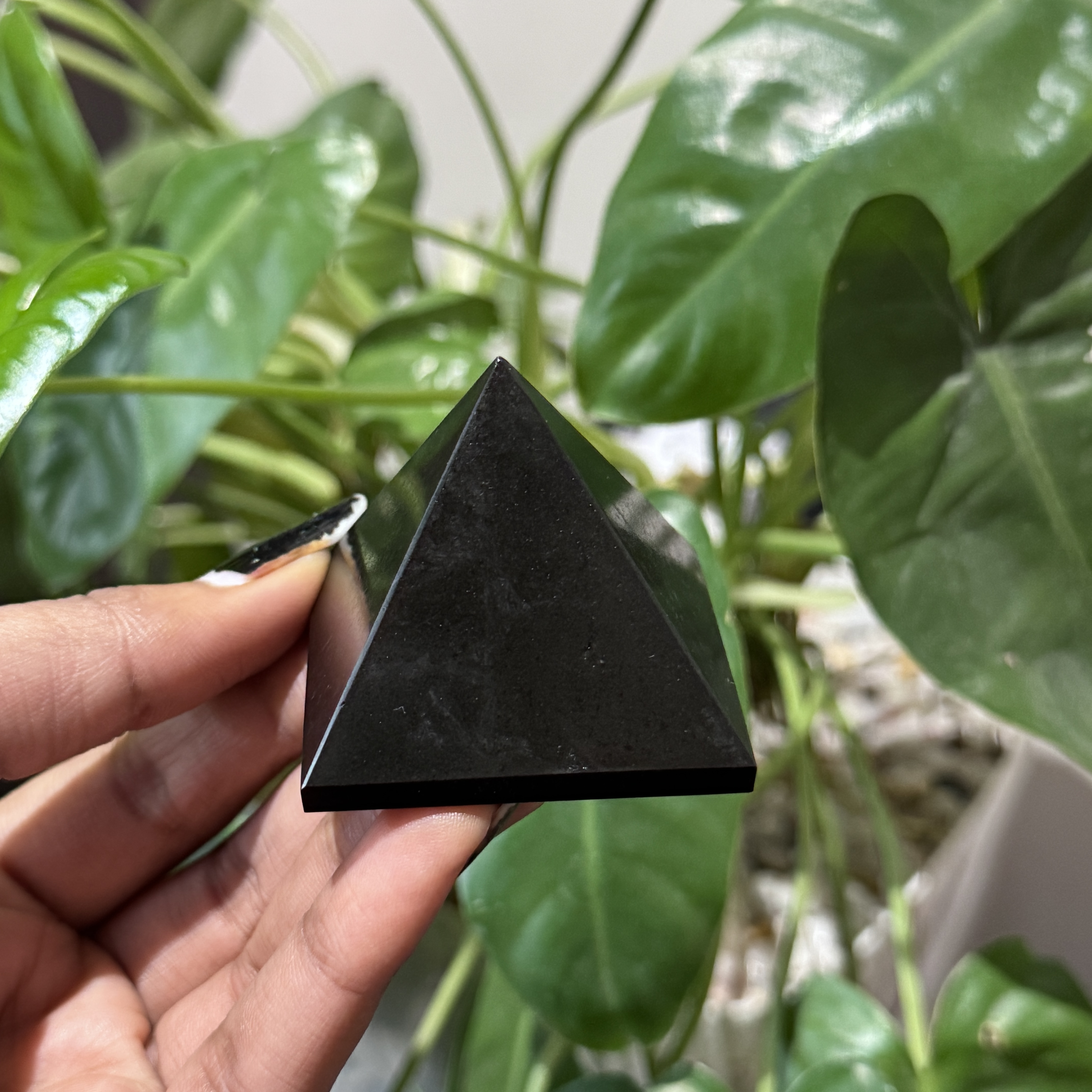 Black Tourmaline Crystal stone Pyramid