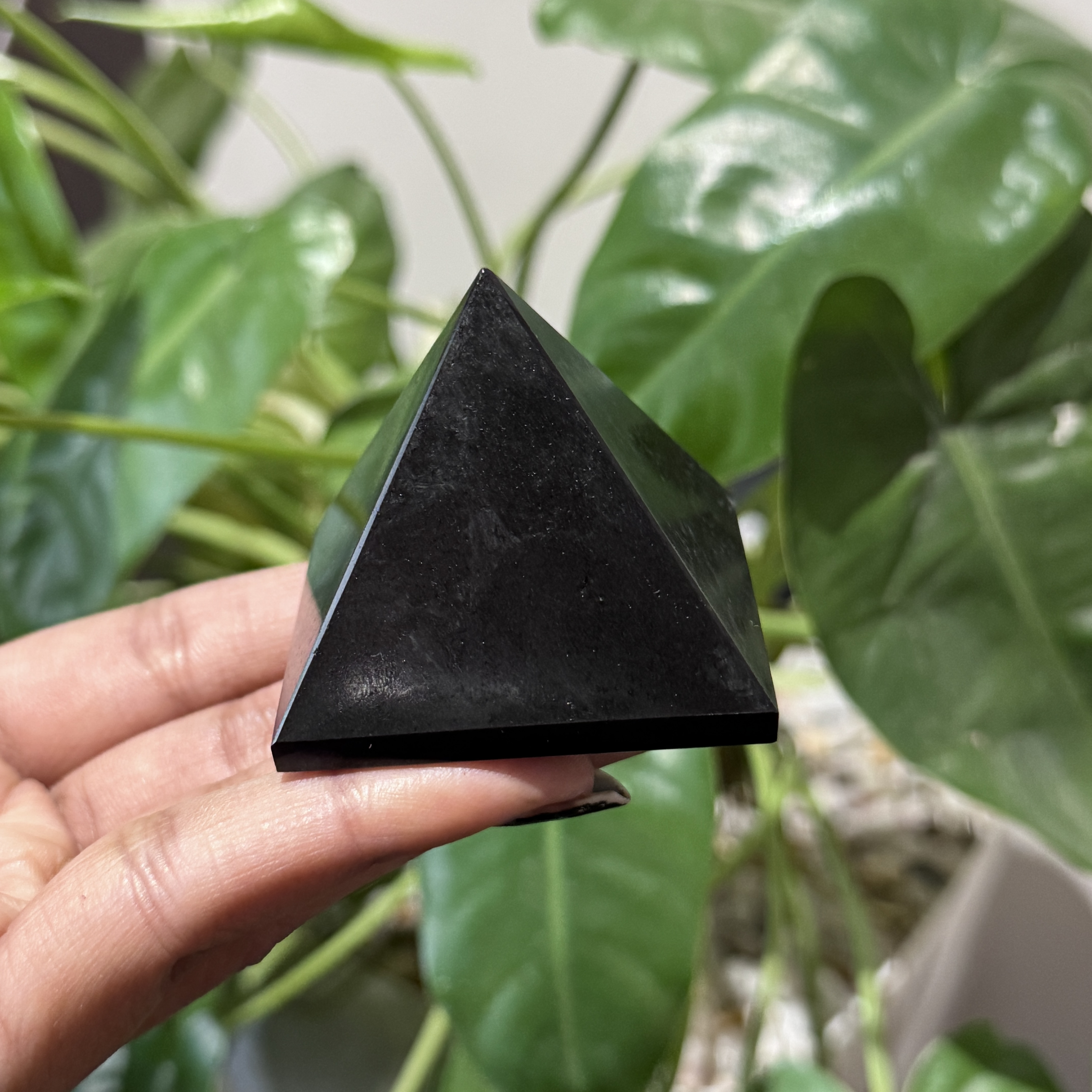 Black Tourmaline Crystal stone Pyramid