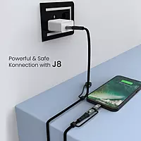 Portronics Konnect J8 3-in-1 (USB A + Type C to 8 Pin + Type C) Fast Charging Cable with 60W Max Output, Nylon Braided, For Android Smartphone, Ios And Type C Usb Devices, 1.2M Length(Black) Portronics Konnect J8 3-in-1 (USB A + Type C to 8 Pin + Type C) Fast Charging Cable with 60W Max Output, Nylon Braided, For Android Smartphone, Ios And Type C Usb Devices, 1.2M Length(Black)