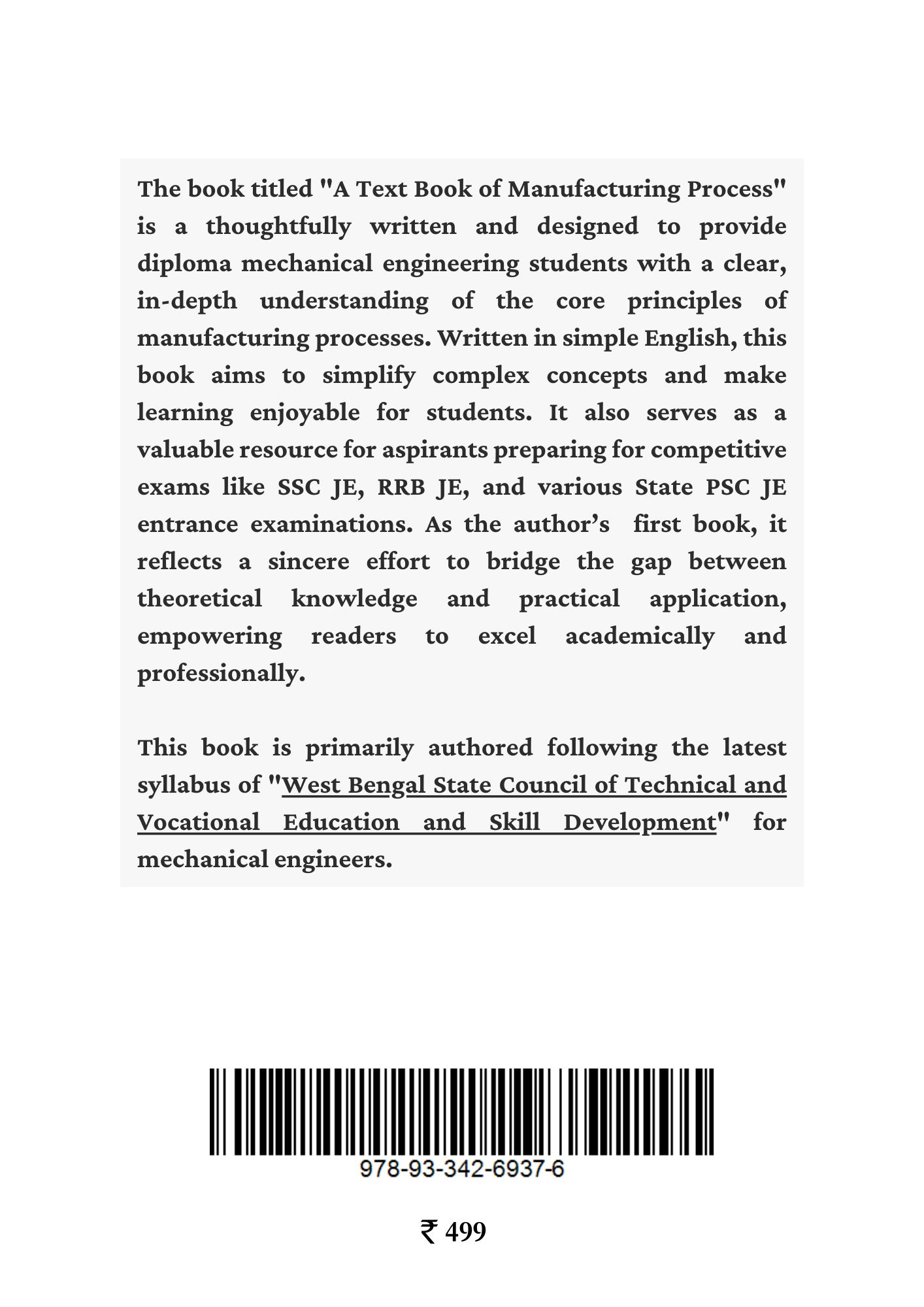 A Textbook of Manufacturing Process