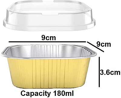 Bake And Serve Foil Container With Lid Square 3.1"x3.1"x1.5"