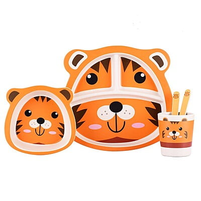 Bamboo Fiber Cartoon Pet/toy meal set for Kids Tableware