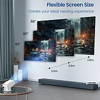 Portronics BEEM 470 MINI, 2000Lumens Bright 720P HD Smart LED Projector with all prime streaming apps and 3Watt Built In Speakers