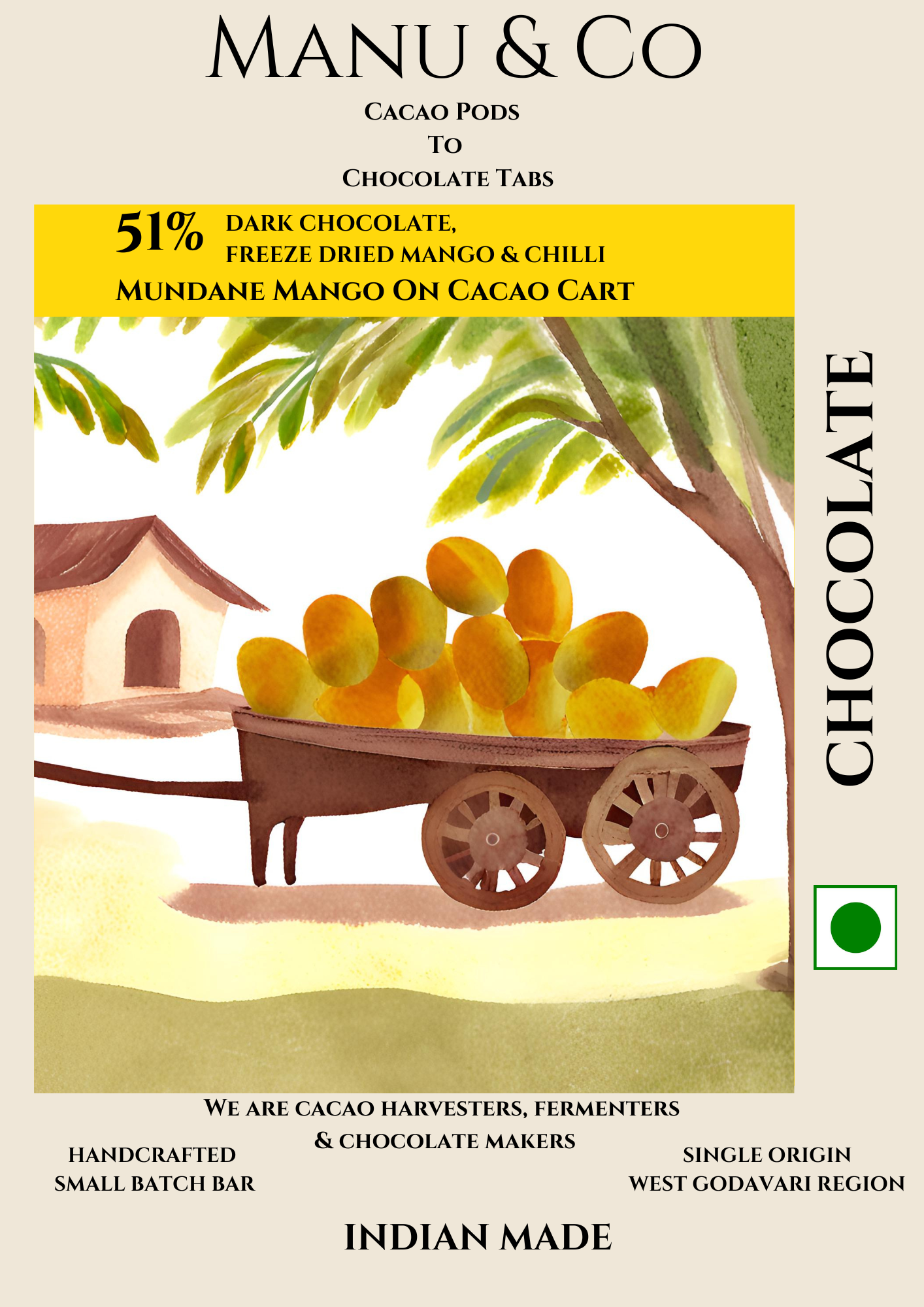 51% Dark Chocolate , Freeze Dried Mango & Chilli