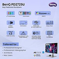 BenQ DesignVue Monitors?PD2725U?27-inch 4K UHD P3 Thunderbolt 3 Mac� Compatible Designer Monitor