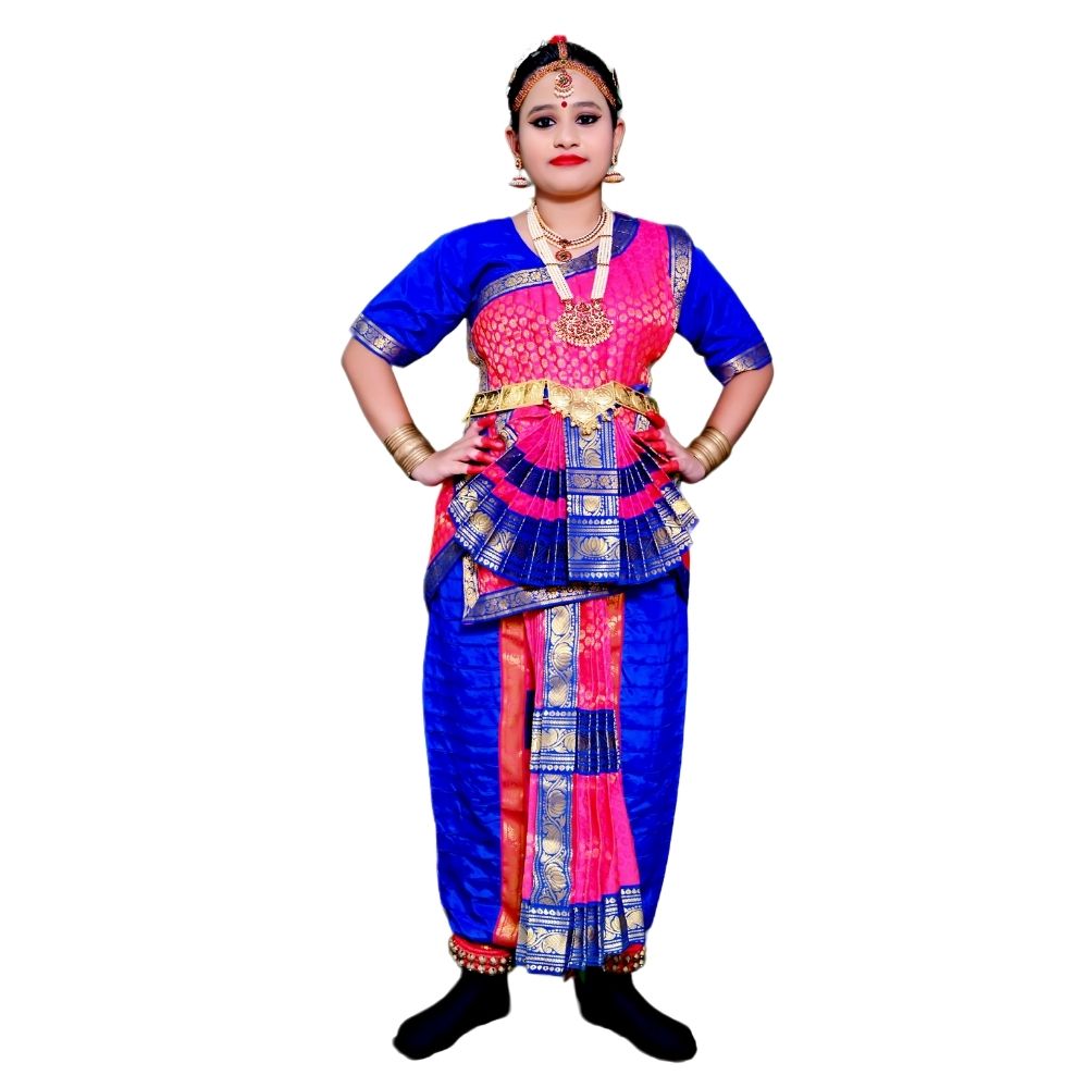 Bharatanatyam Dance Dress in Blue & Magenta Bharatanatyam Dance Dress in Blue & Magenta