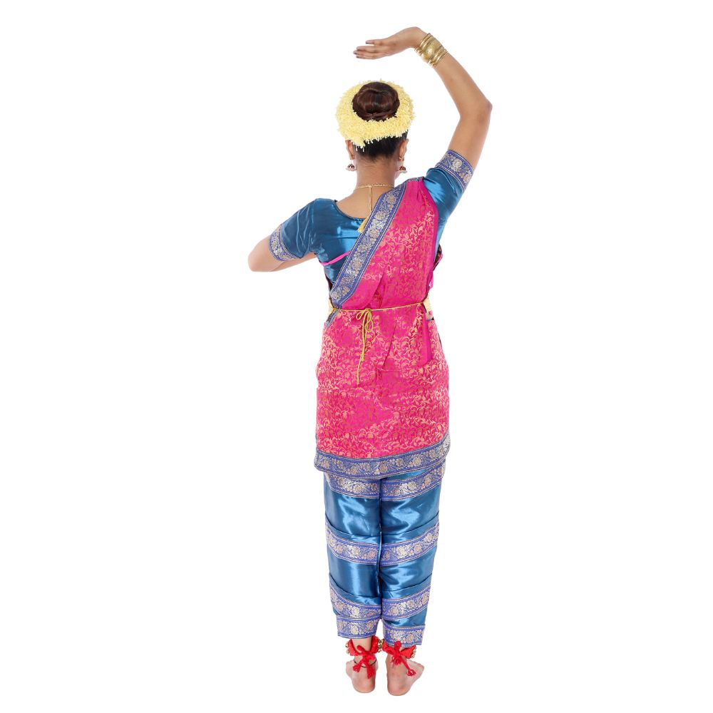 Bharatnatyam Dance Dress in Magenta & Blue Bharatnatyam Dance Dress in Magenta & Blue
