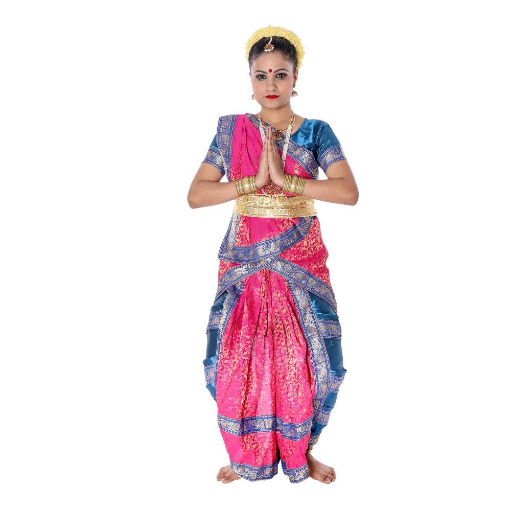 Bharatnatyam Dance Dress in Magenta & Blue Bharatnatyam Dance Dress in Magenta & Blue