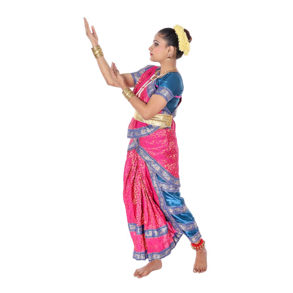Bharatnatyam Dance Dress in Magenta & Blue Bharatnatyam Dance Dress in Magenta & Blue