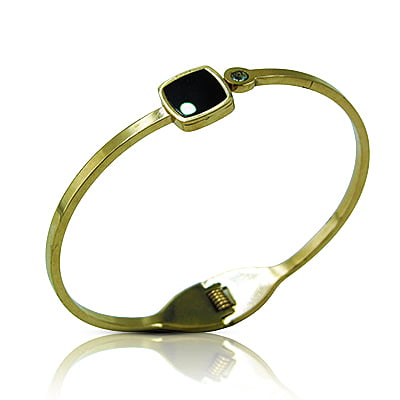 Stainless Steel Bracelet - Black Button Stainless Steel Bracelet - Black Button