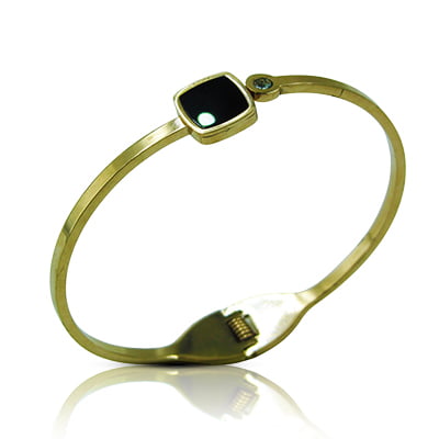 Stainless Steel Bracelet - Black Button Stainless Steel Bracelet - Black Button