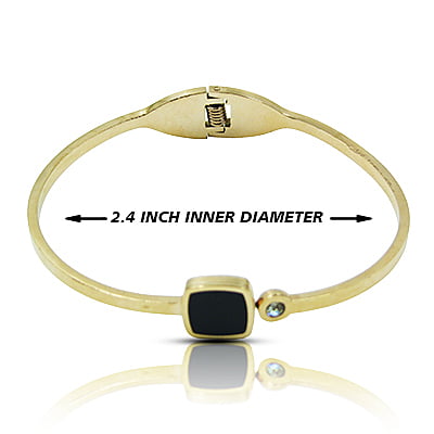 Stainless Steel Bracelet - Black Button Stainless Steel Bracelet - Black Button