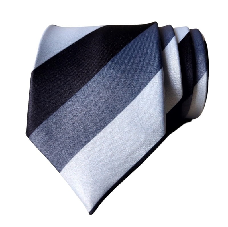 Grey & White & Black Striped Necktie