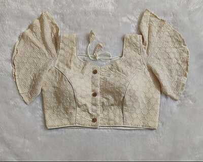 Hakoba Plain Blouse with cotton lining-Beige Hakoba Plain Blouse with cotton lining-Beige