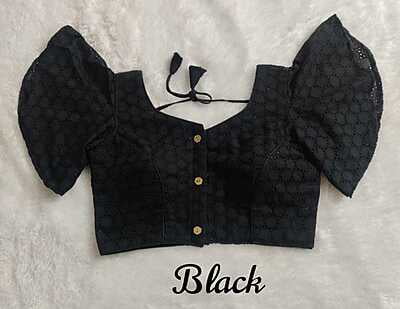 Hakoba Plain Blouse with cotton lining-Black Hakoba Plain Blouse with cotton lining-Black