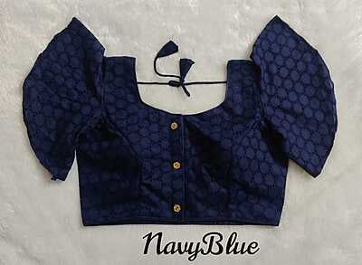 Hakoba Plain Blouse with cotton lining-NavyBlue Hakoba Plain Blouse with cotton lining-NavyBlue