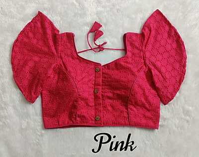 Hakoba Plain Blouse with cotton lining-Pink Hakoba Plain Blouse with cotton lining-Pink
