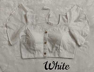 Hakoba Plain Blouse with cotton lining-White Hakoba Plain Blouse with cotton lining-White
