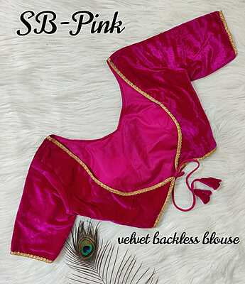Velvet Backless Blouse With Tassels-Magenta-1