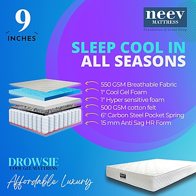 Neev 8 Inches Drowsie COOL GEL Spring Mattress