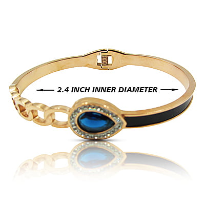 Stainless Steel Bracelet - Blue Stone Embellished Stainless Steel Bracelet - Blue Stone Embellished