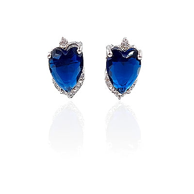 Blue Tourmaline American Diamond Stud Earrings Blue Tourmaline American Diamond Stud Earrings