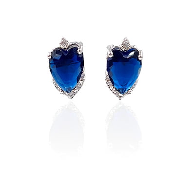 Blue Tourmaline American Diamond Stud Earrings Blue Tourmaline American Diamond Stud Earrings
