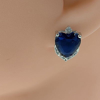 Blue Tourmaline American Diamond Stud Earrings Blue Tourmaline American Diamond Stud Earrings
