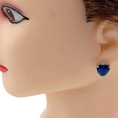 Blue Tourmaline American Diamond Stud Earrings Blue Tourmaline American Diamond Stud Earrings