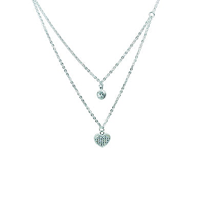 Layered Chain - Bordered Dotted Stone Heart Layered Chain - Bordered Dotted Stone Heart