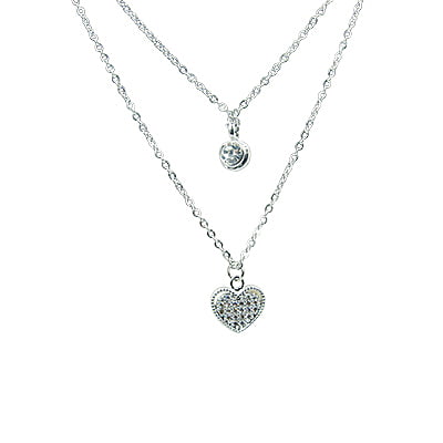 Layered Chain - Bordered Dotted Stone Heart Layered Chain - Bordered Dotted Stone Heart