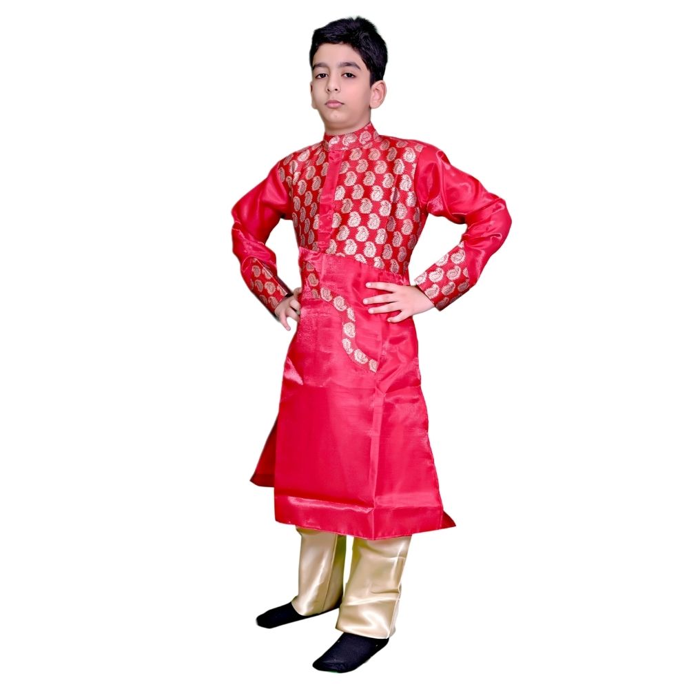 Boy Kathak Dance Costume – Maroon & Golden Fancy Dress