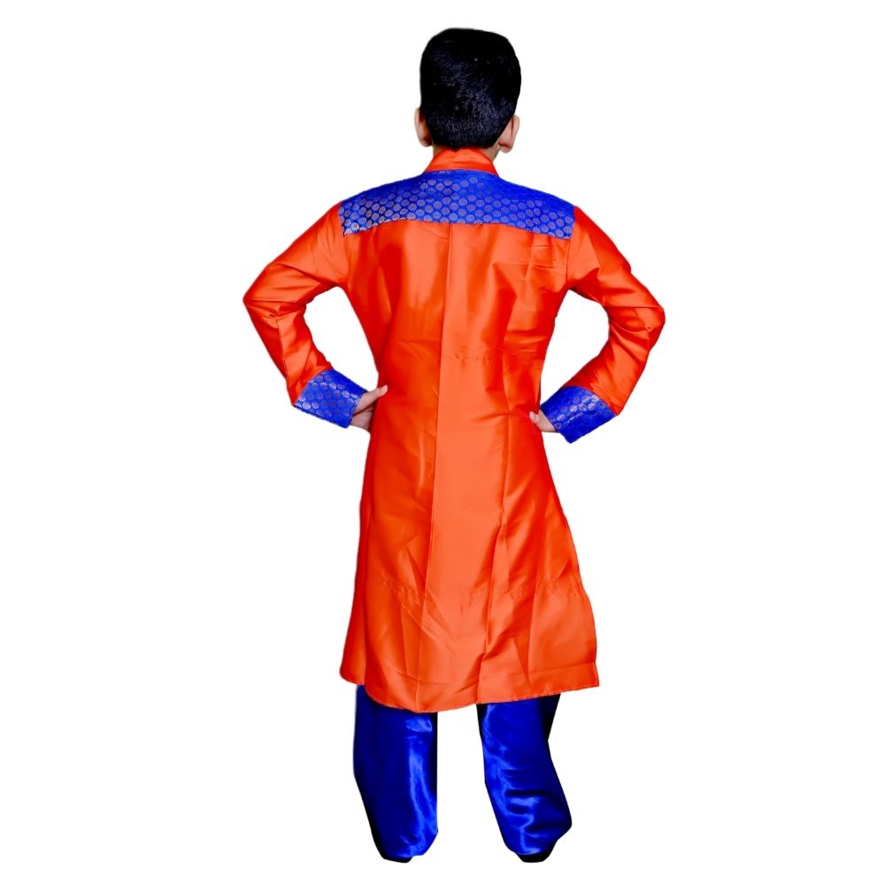 Boys Kathak Fancy Dress Costume – Orange & Royal Blue Dance Outfit Boys Kathak Fancy Dress Costume – Orange & Royal Blue Dance Outfit