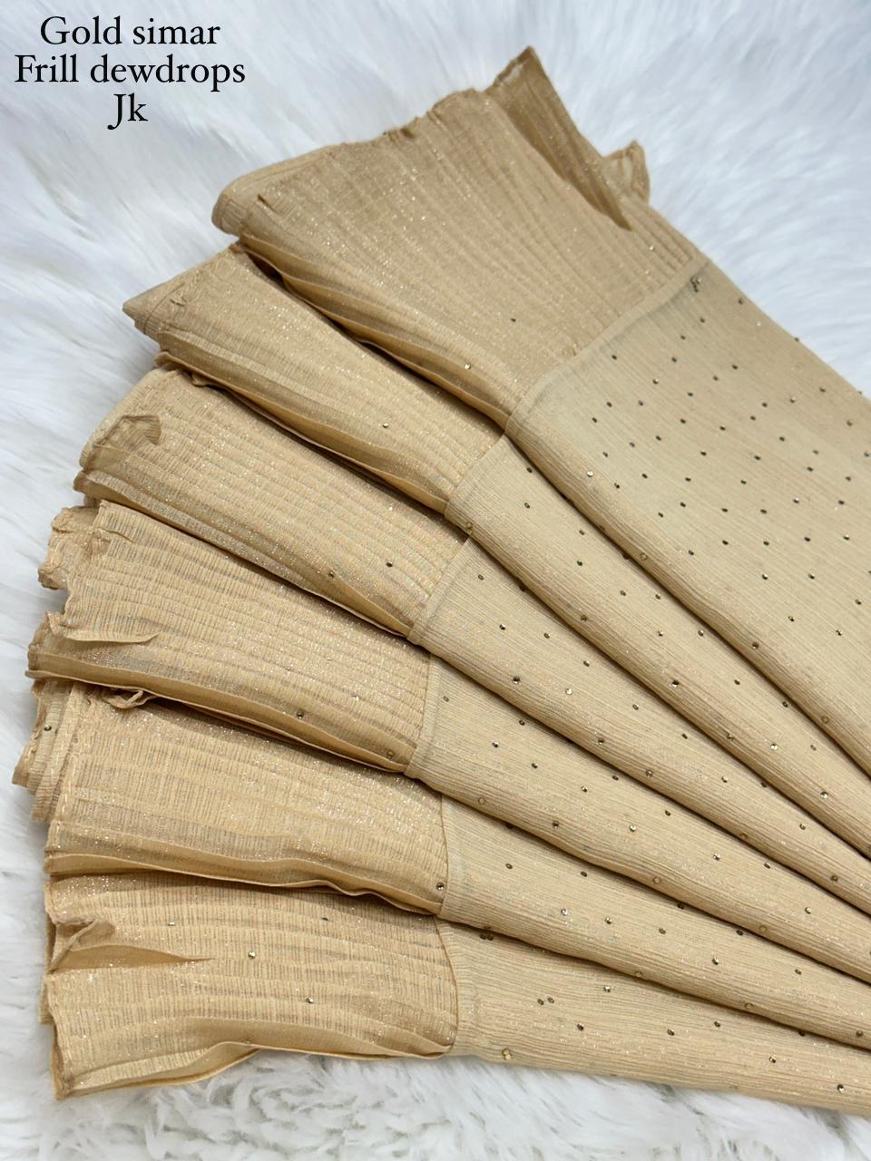 Kashka Bridal Shimmer Chiffon Hijab with Stone Work & Frill