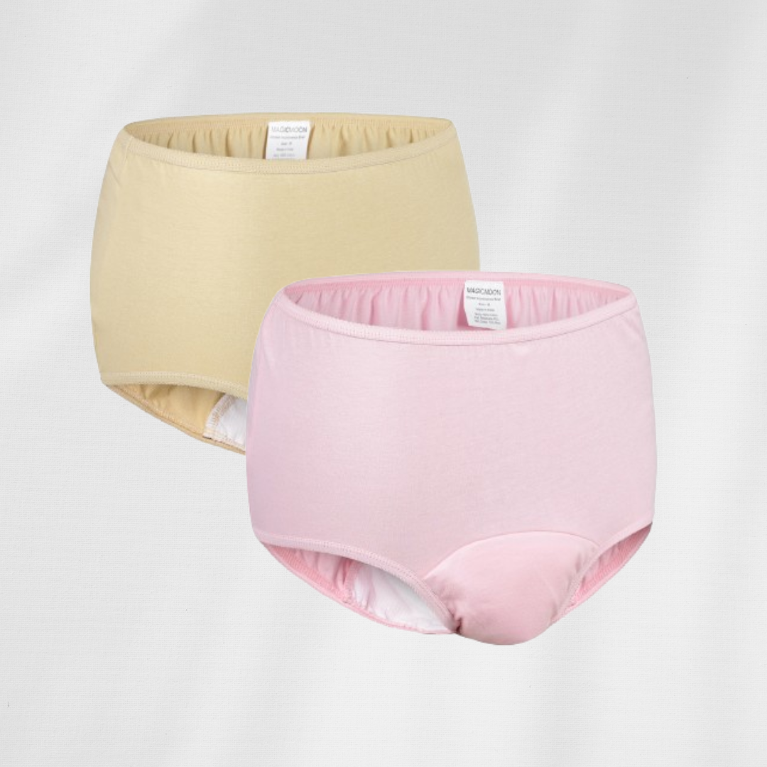 Reusable adult diaper, Washable adult diapers, Incontinence Protective Underwear for Women, High Waist Panties For Women, Leak Proof (PACK OF 2)